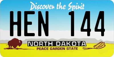 ND license plate HEN144