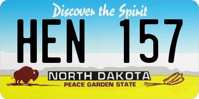 ND license plate HEN157