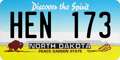 ND license plate HEN173