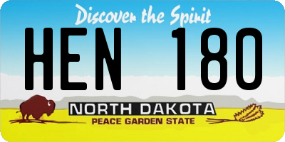 ND license plate HEN180