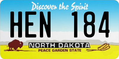 ND license plate HEN184