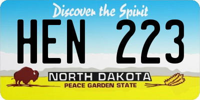 ND license plate HEN223