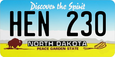 ND license plate HEN230