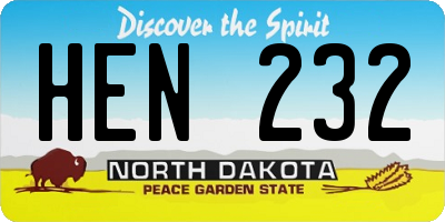 ND license plate HEN232