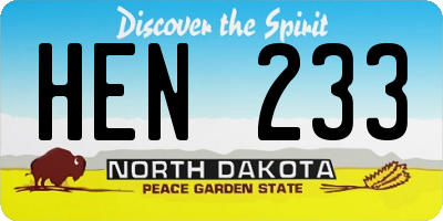 ND license plate HEN233
