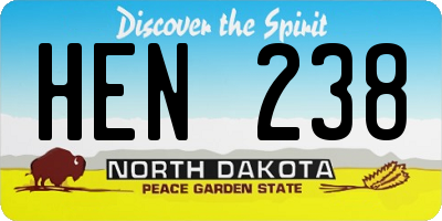 ND license plate HEN238