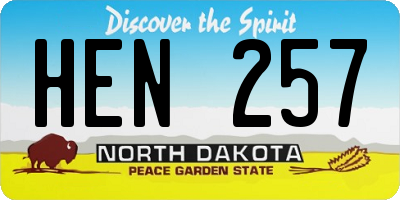 ND license plate HEN257