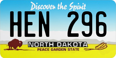 ND license plate HEN296