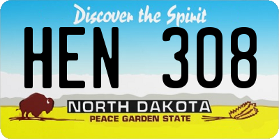ND license plate HEN308