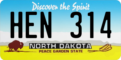 ND license plate HEN314