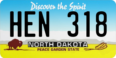 ND license plate HEN318