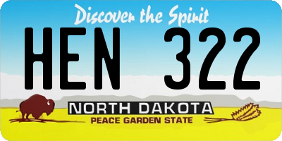 ND license plate HEN322