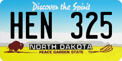 ND license plate HEN325