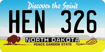 ND license plate HEN326