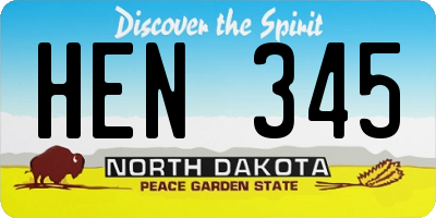 ND license plate HEN345