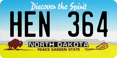 ND license plate HEN364