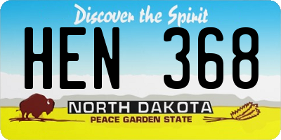 ND license plate HEN368