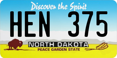 ND license plate HEN375