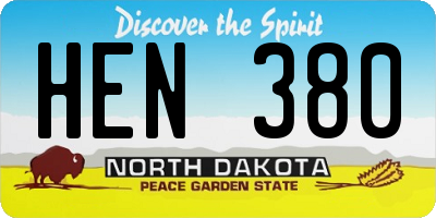 ND license plate HEN380