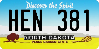 ND license plate HEN381