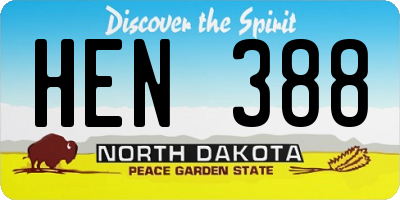 ND license plate HEN388