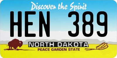 ND license plate HEN389