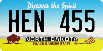 ND license plate HEN455