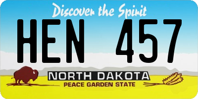 ND license plate HEN457