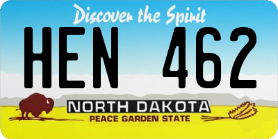 ND license plate HEN462
