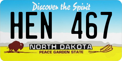 ND license plate HEN467