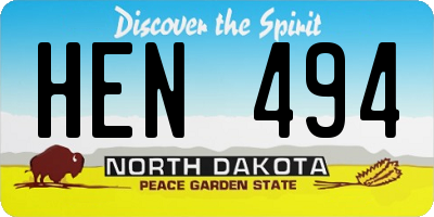 ND license plate HEN494