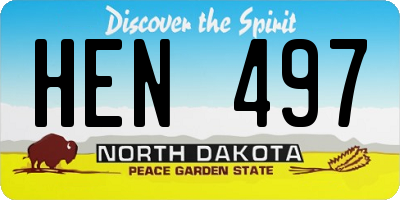 ND license plate HEN497