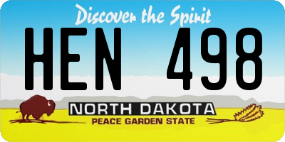 ND license plate HEN498