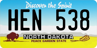 ND license plate HEN538