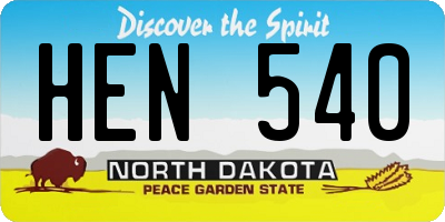 ND license plate HEN540