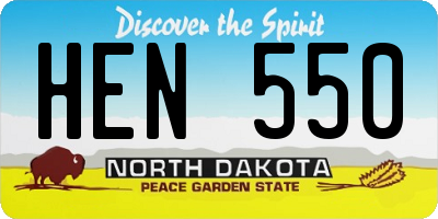 ND license plate HEN550