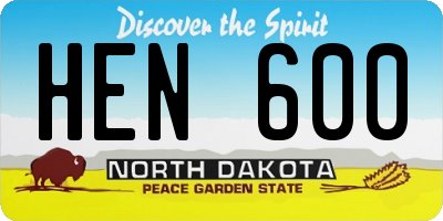 ND license plate HEN600