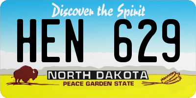 ND license plate HEN629