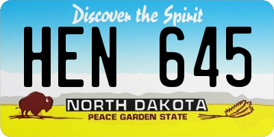 ND license plate HEN645
