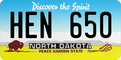 ND license plate HEN650