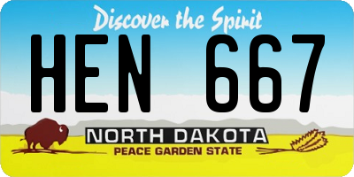 ND license plate HEN667