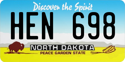 ND license plate HEN698