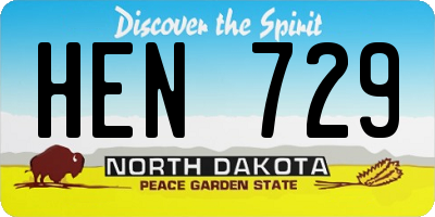 ND license plate HEN729