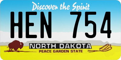 ND license plate HEN754