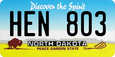 ND license plate HEN803