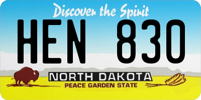 ND license plate HEN830