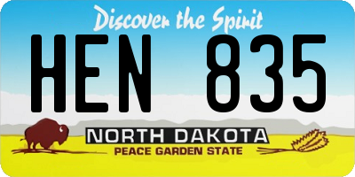 ND license plate HEN835