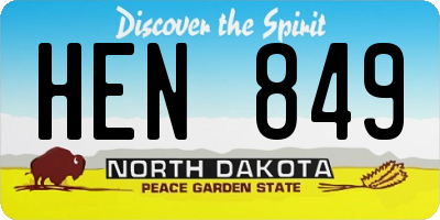 ND license plate HEN849