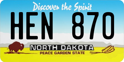 ND license plate HEN870