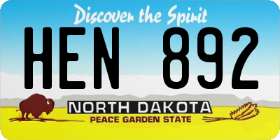 ND license plate HEN892